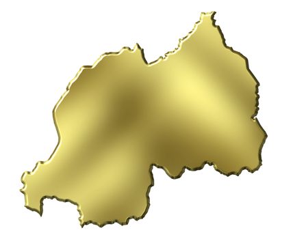 Rwanda 3d golden map isolated in white