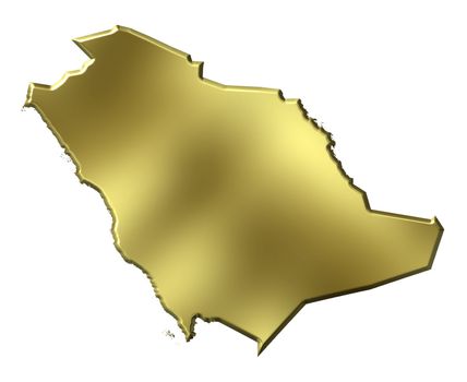 Saudi Arabia 3d golden map isolated in white