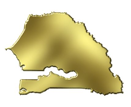 Senegal 3d golden map isolated in white