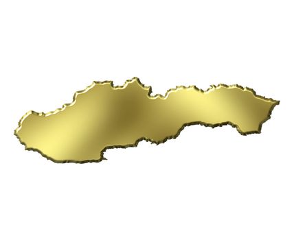 Slovakia 3d golden map isolated in white