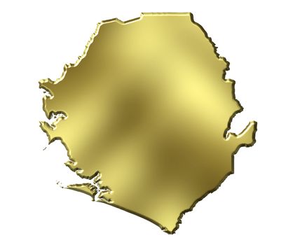 Sierra Leone 3d golden map isolated in white