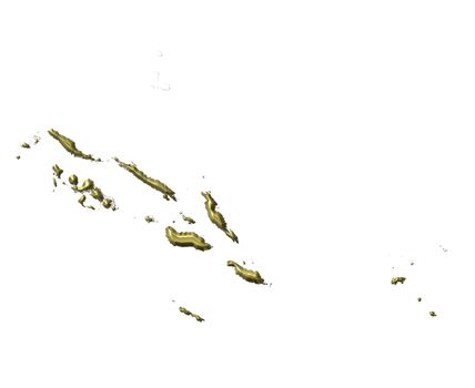 Solomon Islands 3d golden map isolated in white