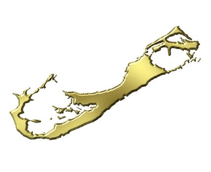 Bermuda 3d golden map isolated in white