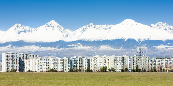 Poprad with Vysoke Tatry (High Tatras) at background, Slovakia