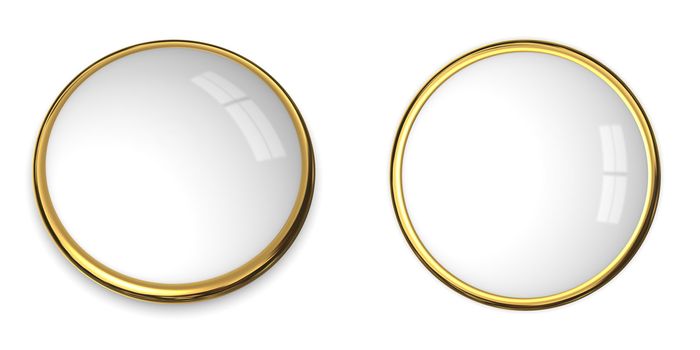 3D button template in solid gold and white surface