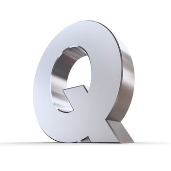 shiny 3d letter Q made of solid silver/chrome