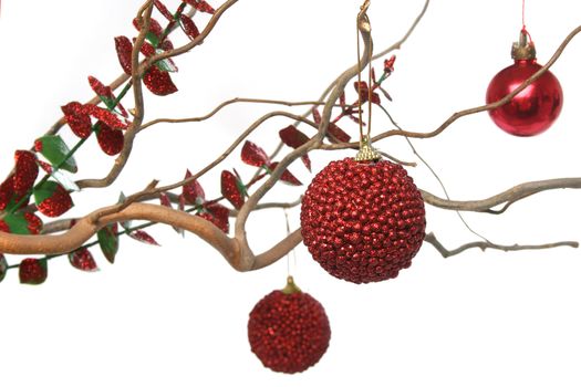 Christmas decorations hanging of beautiful branch
