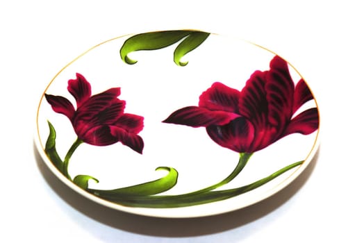 photo of the painted plate on white background