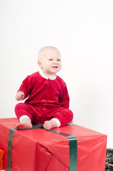 Studio shot of cute little christmas baby