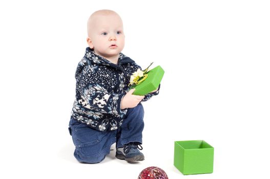 Studio shot of cute little christmas baby