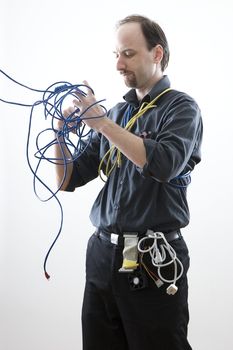 Computer technician trying to figure wires