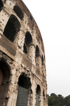 The historic Roman coliseum located in Rome (Roma) Italy