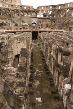 The historic Roman coliseum located in Rome (Roma) Italy