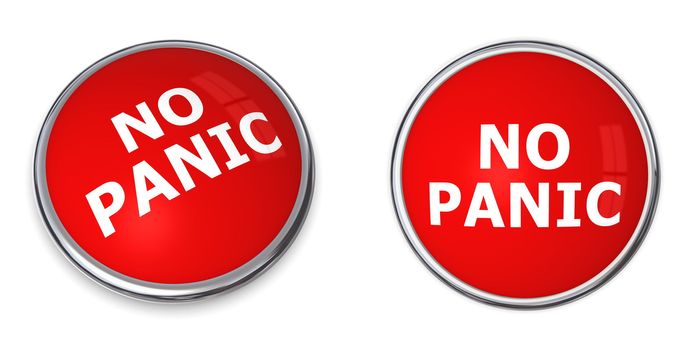 red rendered 3d button with white word no panic