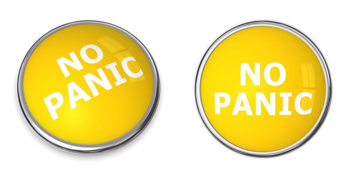 yellow rendered 3d button with white word no panic