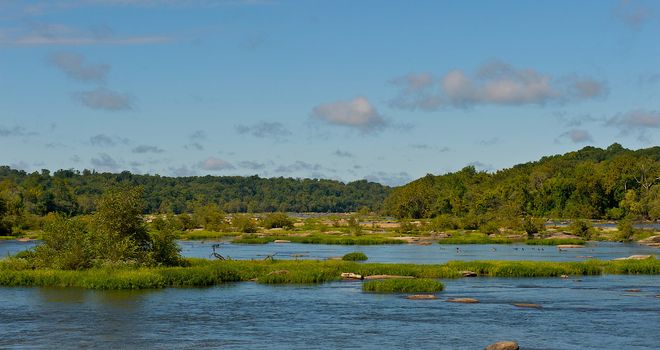 Beautiful landscape of Bell Isle in Richmond, Virginia.  Belle Isle is rich in history and a popular attraction for both locals and tourists.