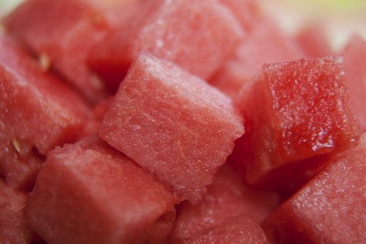 Closeup of fresh diced watermelon