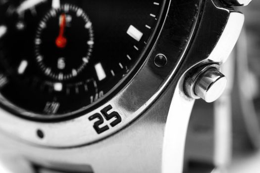 Macro shot of a sporty men's wristwatch
