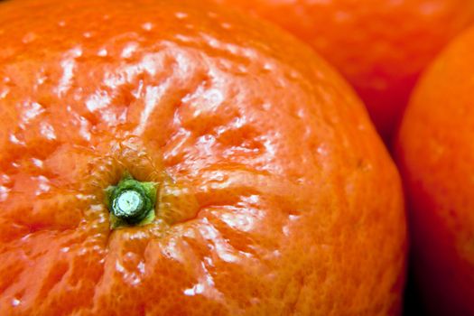 Macro shot of a mandarine from above