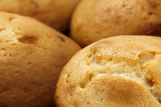 Macro shot of fresh hot muffins