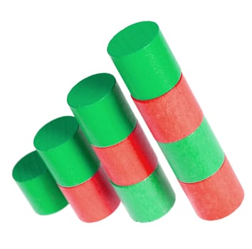 Wooden colour cylinders. It is isolated on a white background