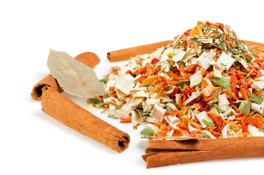 Dry spices. A set of colour dried seasonings isolated on a white background