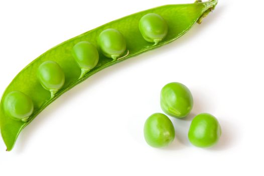 Pea. A photo by close up of green peas it is isolated on a white background