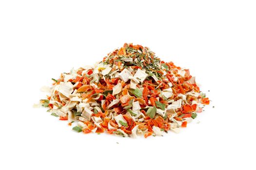 Heap dry spices. A set of colour dried seasonings isolated on a white background