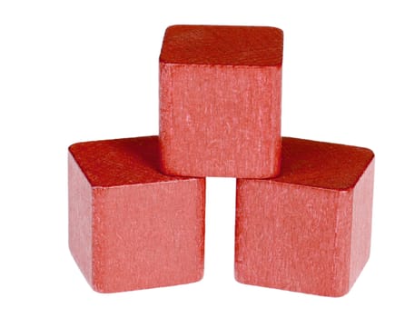 Red wooden cubes. It is isolated on a white background