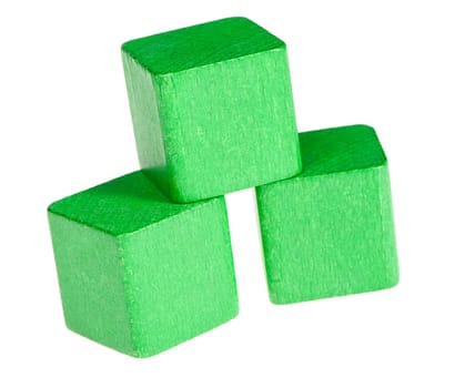 Green wooden cubes. It is isolated on a white background