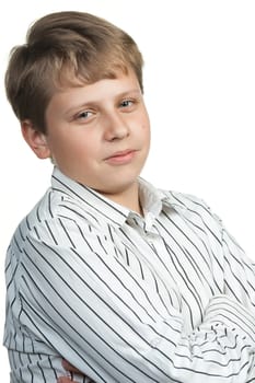 Portrait of the teenager. It is isolated on a white background