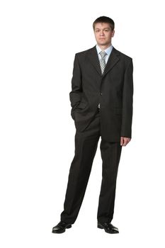 The young businessman in a suit. It is isolated on a white background