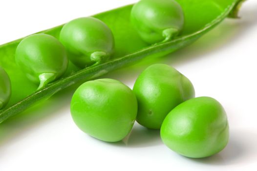 Pea. A photo by close up of green peas it is isolated on a white background