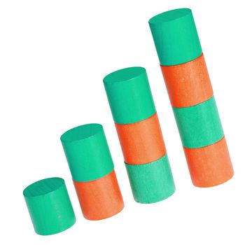 Wooden colour cylinders. It is isolated on a white background