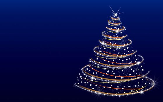 Christmas tree from snowflakes. The effect of a blizzard which draws a fur-tree