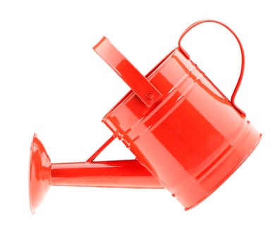 Red watering can. It is isolated on a white background