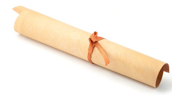 Parchment roll. It is isolated on a white background