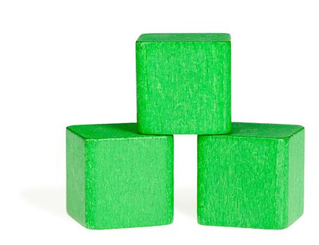 Green wooden cubes. It is isolated on a white background