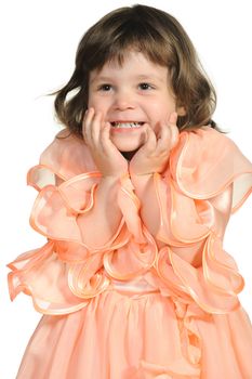 The surprised little girl. It is isolated on a white background