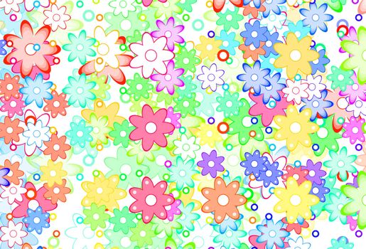 Cute Cartoon Art Flowers Simple Color Background