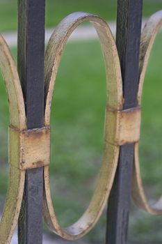 close up of an iron fence