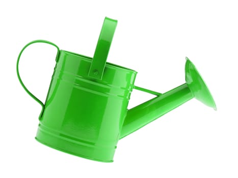 Green watering can. It is isolated on a white background