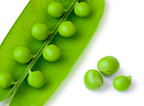 Pea. A photo by close up of green peas it is isolated on a white background