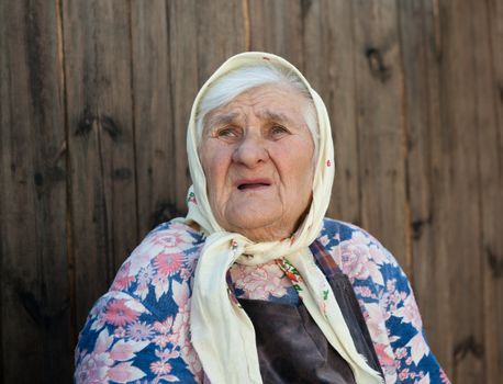 The old woman age 84 years. Sadness emotion