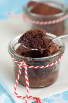 Delicious chocolate fudge baked in small pots