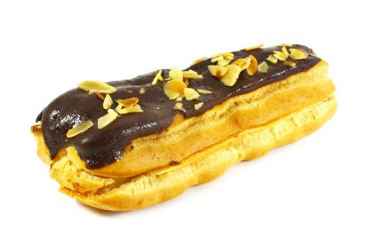 Eclair With Cream Filling Isolated on a White Background