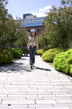 Teen girl walking in a park