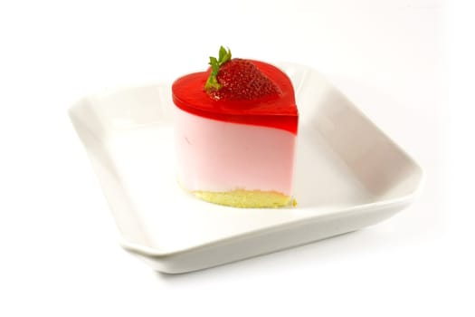 Strawberry Mousse Cake Isolated on a White Background