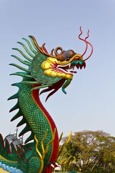 Chinese dragon statue  in temple of Thailand