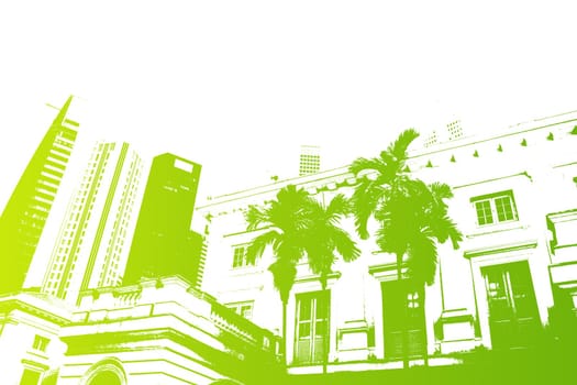 Green Trendy and Modern City Life Abstract Background